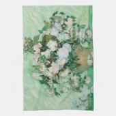 Van Gogh Vase met roze rozen bloemen schilderen Theedoek (Verticaal)