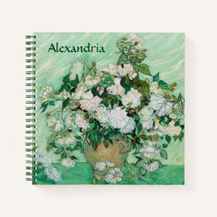 Van Gogh Vase met roze rozen  bloemkunst Notitieboek