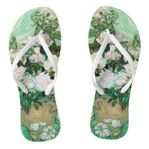 Van Gogh Vase met roze rozen  bloemkunst Teenslippers