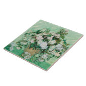 Van Gogh Vase met roze rozen  bloemkunst Tegeltje (Zijkant)