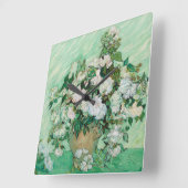 Van Gogh Vase met roze rozen  bloemkunst Vierkante Klok (Hoek)