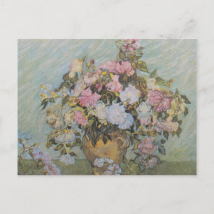  Van Gogh Vase met roze rozen          Briefkaart