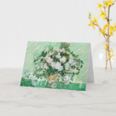 Van Gogh Vase met Roze Rozen die Verjaardag Kaart (Gele Bloem)