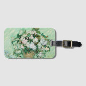 Van Gogh Vase met roze rozen Floral Art Bagagelabel (Voorkant (horizontaal))