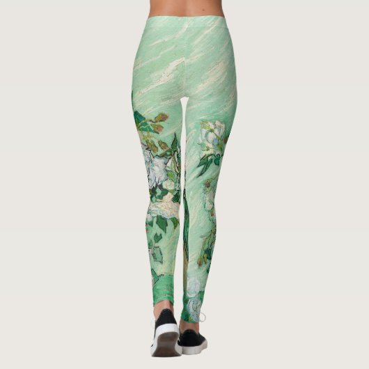 Van Gogh Vase met roze rozen  Floral Art Leggings (Achterkant)