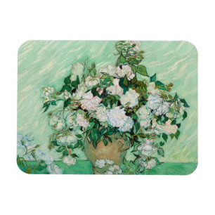 Van Gogh Vase met roze rozen Floral Art Magneet