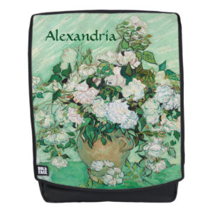 Van Gogh Vase met roze rozen  Floral Art Rugtassen