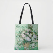 Van Gogh Vase met roze rozen Floral Art Tote Bag (Voorkant)