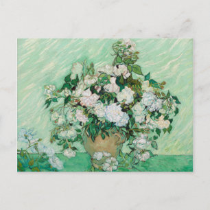 Van Gogh Vase met roze rozen Floral schilderen Briefkaart