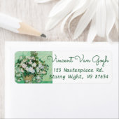 Van Gogh Vase met roze rozen Floral schilderen Etiket (Insitu)