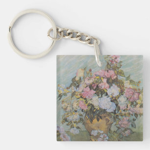 Van Gogh Vase met roze rozen Sleutelhanger