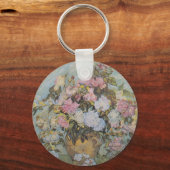 Van Gogh Vase met roze rozen Sleutelhanger (Voorkant)