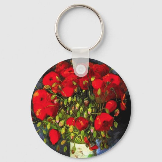 Van Gogh Vase met Sleutelhanger van rode papavers (Voorkant)