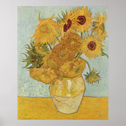 van Gogh - Vase met twaalf zonnebloemen (1888) Poster (Voorkant)