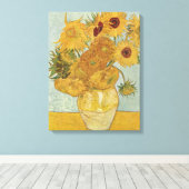 Van Gogh Vase met twaalf zonnebloemen Canvas Afdruk (Insitu (Houten vloer))