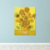 Van Gogh Vase met veertien zonnebloemen Canvas Afdruk (Insitu (Houten vloer))