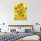 Van Gogh Vase met veertien zonnebloemen Canvas Afdruk (Insitu (Slaapkamer))