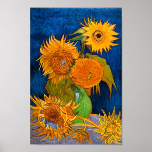 Van Gogh Vase met vijf zonnebloemen Poster (Voorkant)