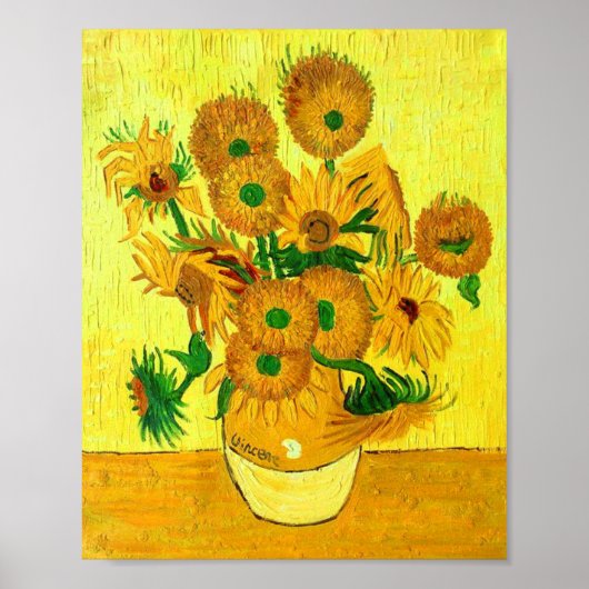 Van Gogh Vase met vijftien zonnebloemen Poster (Voorkant)