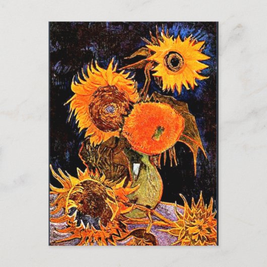 Van Gogh - Vase met zes zonnebloemen Briefkaart (Voorkant)