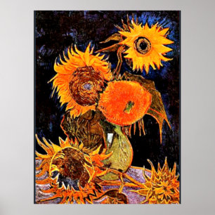 Van Gogh - Vase met zes zonnebloemen Poster