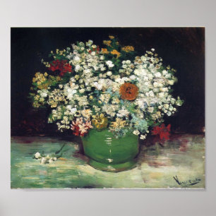 Van Gogh - Vase met Zinnias en andere bloemen Poster