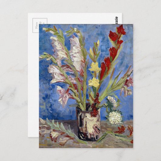van Gogh Vase of Gladioli and Chinese Asters Briefkaart (Voorkant / Achterkant)