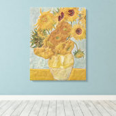 Van Gogh - Vase Twaalf zonnebloemen Canvas Afdruk (Insitu (Houten vloer))