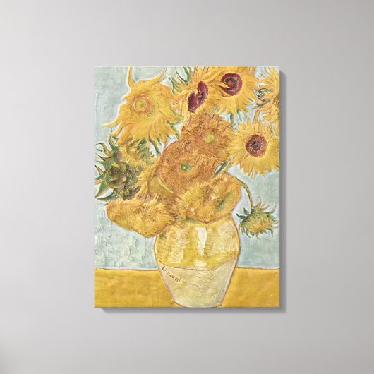 Van Gogh - Vase Twaalf zonnebloemen Canvas Afdruk (Voorkant)