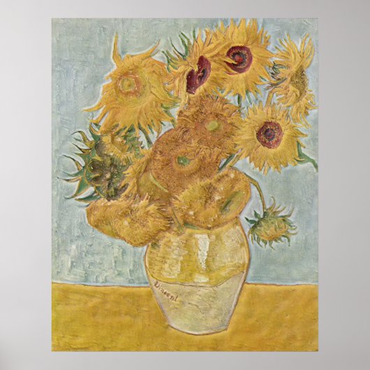 Van Gogh - Vase Twaalf zonnebloemen Poster (Voorkant)