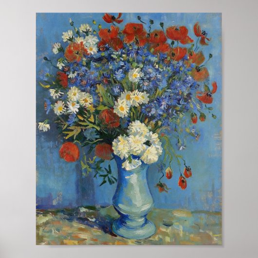Van Gogh Vase with Cornflowers and Poppies Poster (Voorkant)