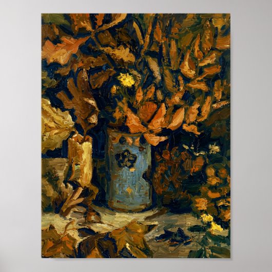 Van Gogh Vase with Dead Leaves Poster (Voorkant)