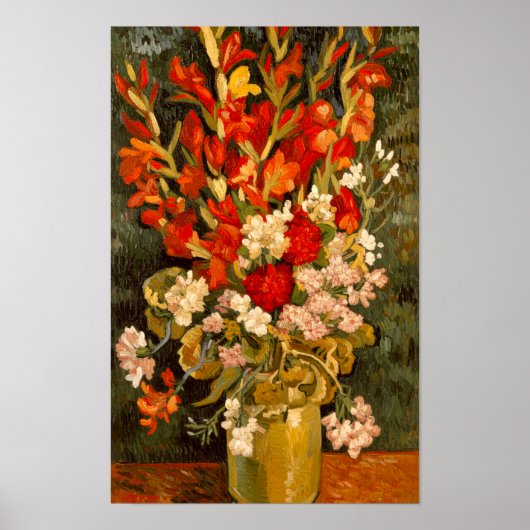 Van Gogh Vase with Gladioli and Carnations Poster (Voorkant)