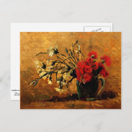 Van Gogh - Vase with Red and White Carnations Briefkaart (Voorkant / Achterkant)