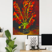 Van Gogh Vase with Red Gladioli Poster (Thuiskantoor)