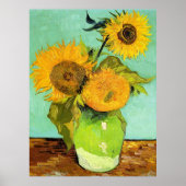 Van Gogh - Vase with Three Sunflowers Poster (Voorkant)