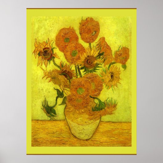 Van Gogh - veertien zonnebloemen, Poster (Voorkant)