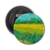 Van Gogh Veld met irissen bij Arles Button Flesopener (Voorkant)