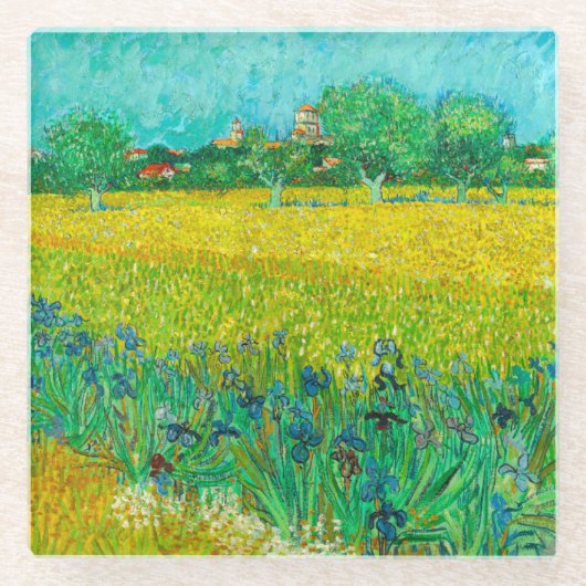 Van Gogh Veld met irissen bij Arles Glazen Onderzetter (Voorkant)