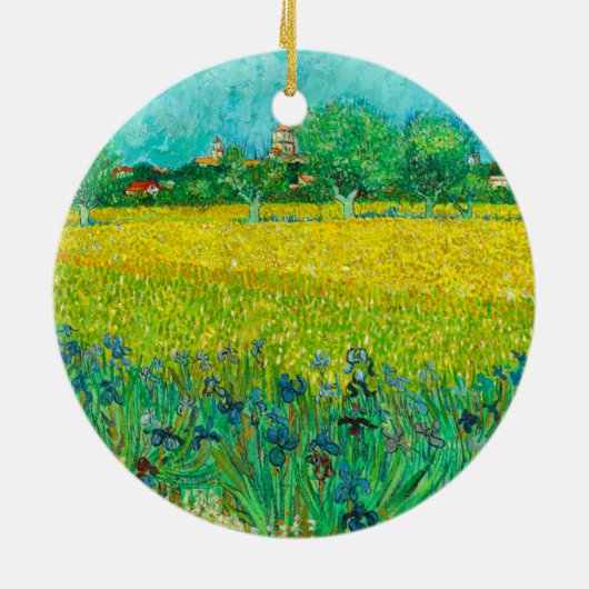 Van Gogh Veld met irissen bij Arles Keramisch Ornament (Achterkant)