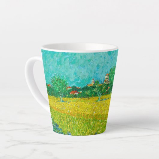 Van Gogh Veld met irissen bij Arles Latte Mok (Linkerhoek)