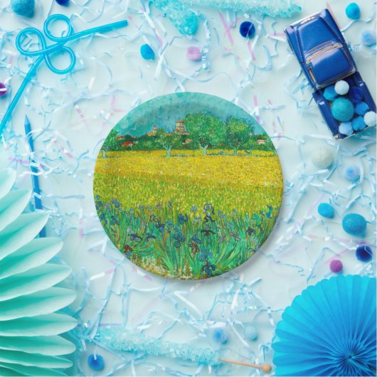 Van Gogh Veld met irissen bij Arles Papieren Bordje (Feest)