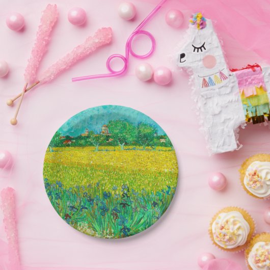 Van Gogh Veld met irissen bij Arles Papieren Bordje (Feest)