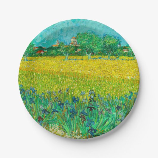 Van Gogh Veld met irissen bij Arles Papieren Bordje (Voorkant)