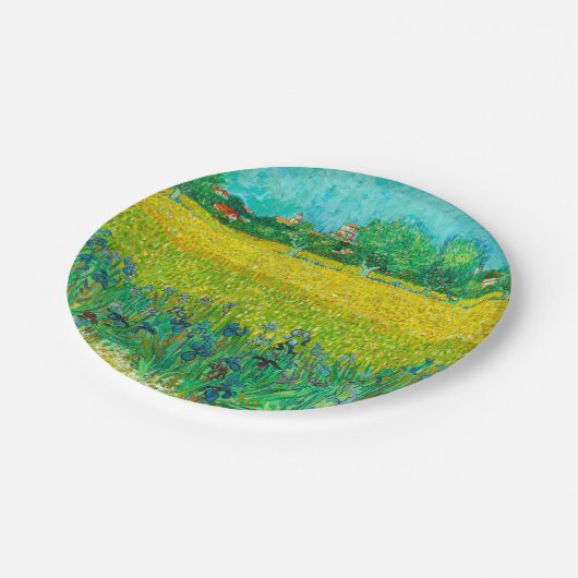 Van Gogh Veld met irissen bij Arles Papieren Bordje (Gekanteld)