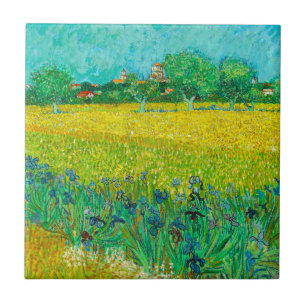 Van Gogh Veld met irissen bij Arles Tegeltje