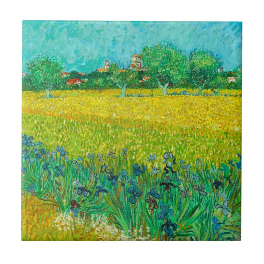 Van Gogh Veld met irissen bij Arles Tegeltje (Voorkant)