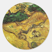 Van Gogh - Veld met twee konijnen Ronde Sticker (Voorkant)