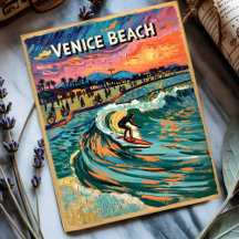 Van Gogh Venice Beach Surf Californië Retro Reizen