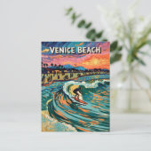 Van Gogh Venice Beach Surf Californië Retro Reizen Briefkaart (Staand voorkant)